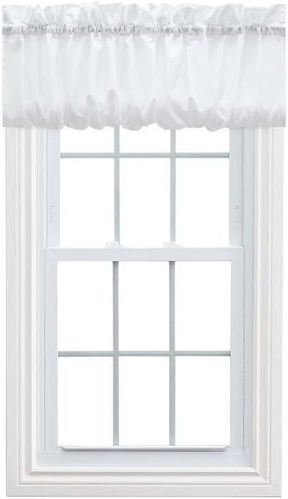 White Textured Fabric Balloon Valance with Rod Pocket, 60" x 15"