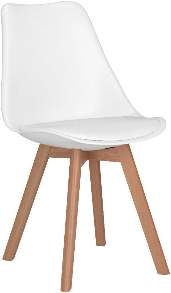 White Mid Century Modern Wood Side Chair