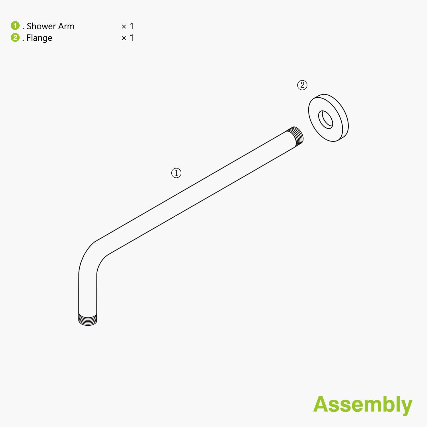 Naiture L Shaped, Corner Shower Head Extension Arm with Flange, 20 inch Length, Straight Lower Rain Fall Shower Head, Long Extender Pipe, Brass, Oil Rubbed Bronze Finish