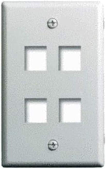 White Single Gang 4-Port Keystone Wall Plate