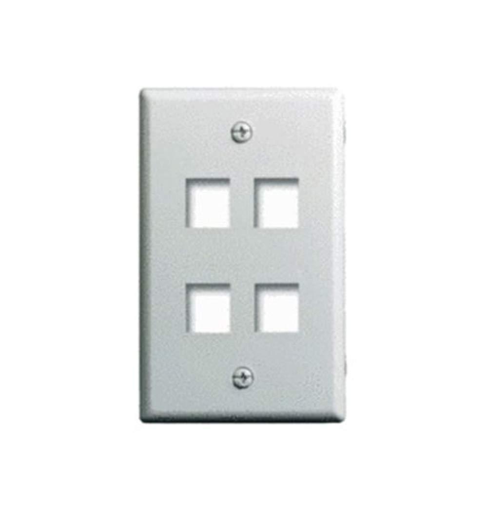 White Single Gang 4-Port Keystone Wall Plate