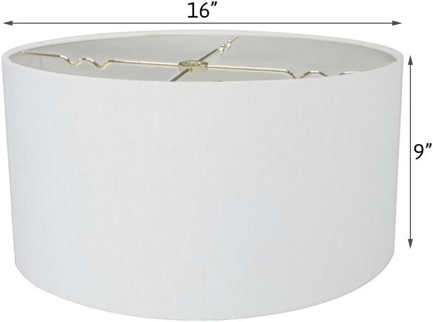 White Linen Hardback Shallow Drum Lampshade 16x16x9