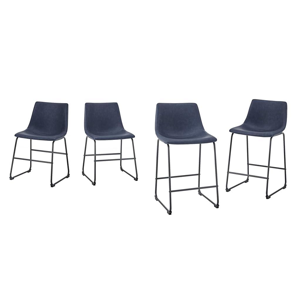 Dayton Urban Industrial Gray Faux Leather Dining Chair, Set of 2