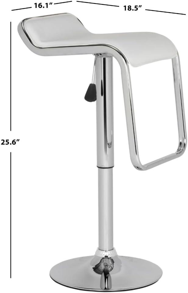 Taronda White Adjustable Swivel Bar Stool with Chrome Base