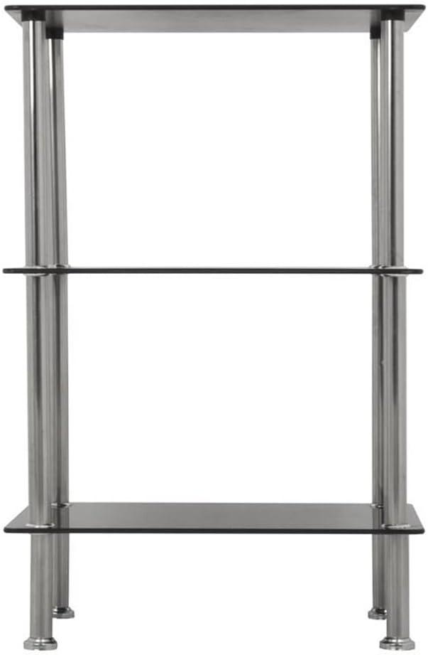 AVF Transitional Steel and Glass Small 3-Tier Shelving Unit in Black/Chrome