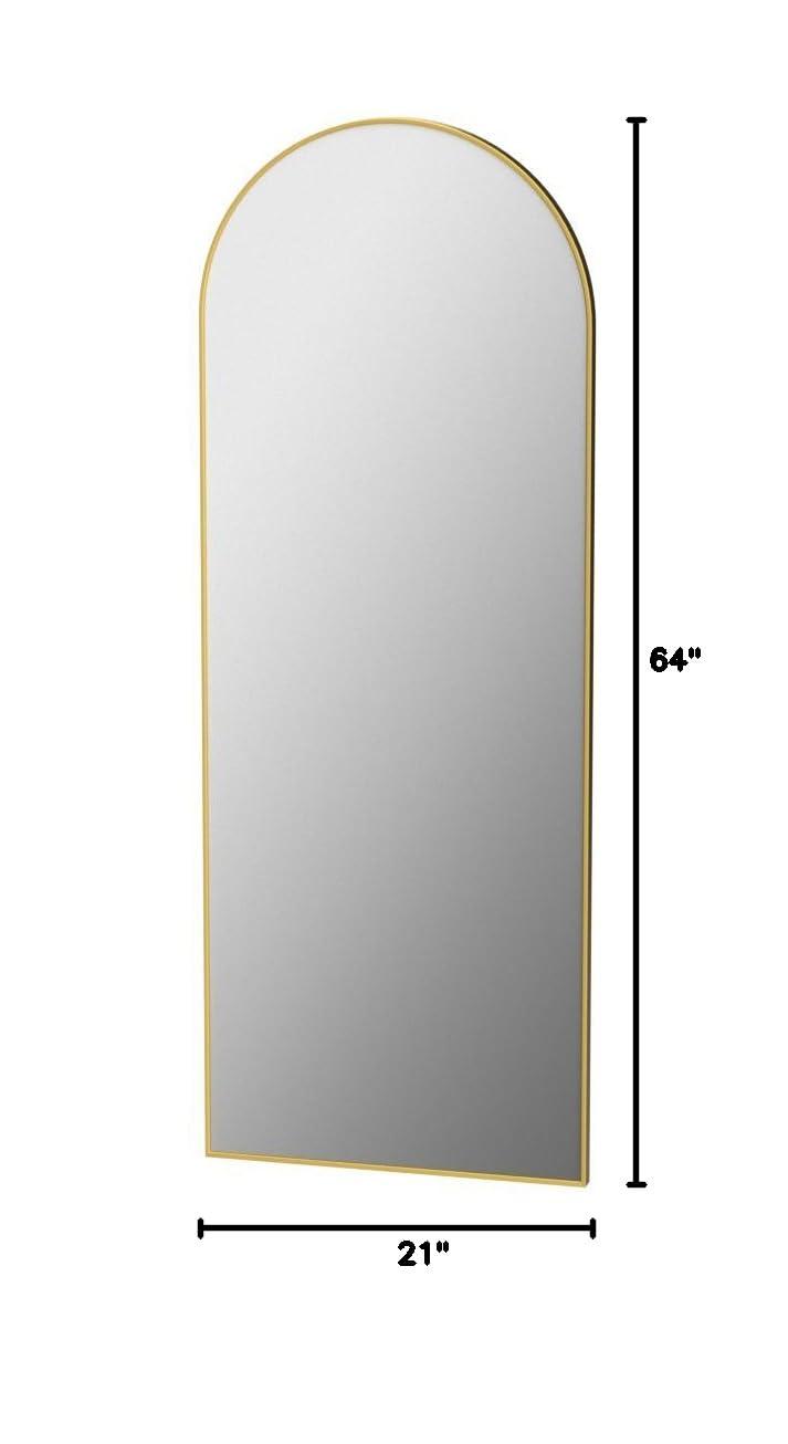 GLSLAND Full Length Mirror Arch Standing Floor Mirror, 64"x21" Arched Wall Mirror, Gold