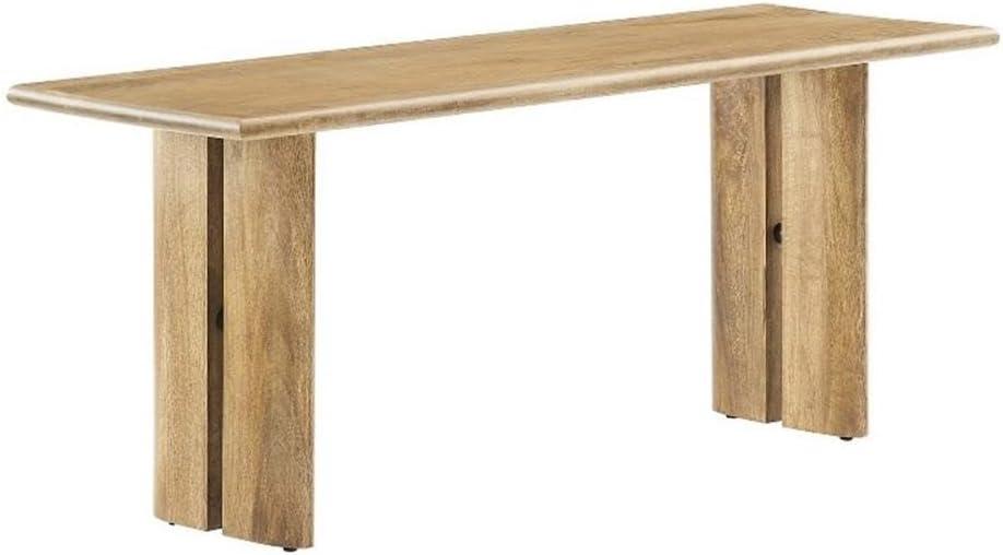 Modway Amistad 18.5" Wood Bench with Adjustable Foot Pads in Oak