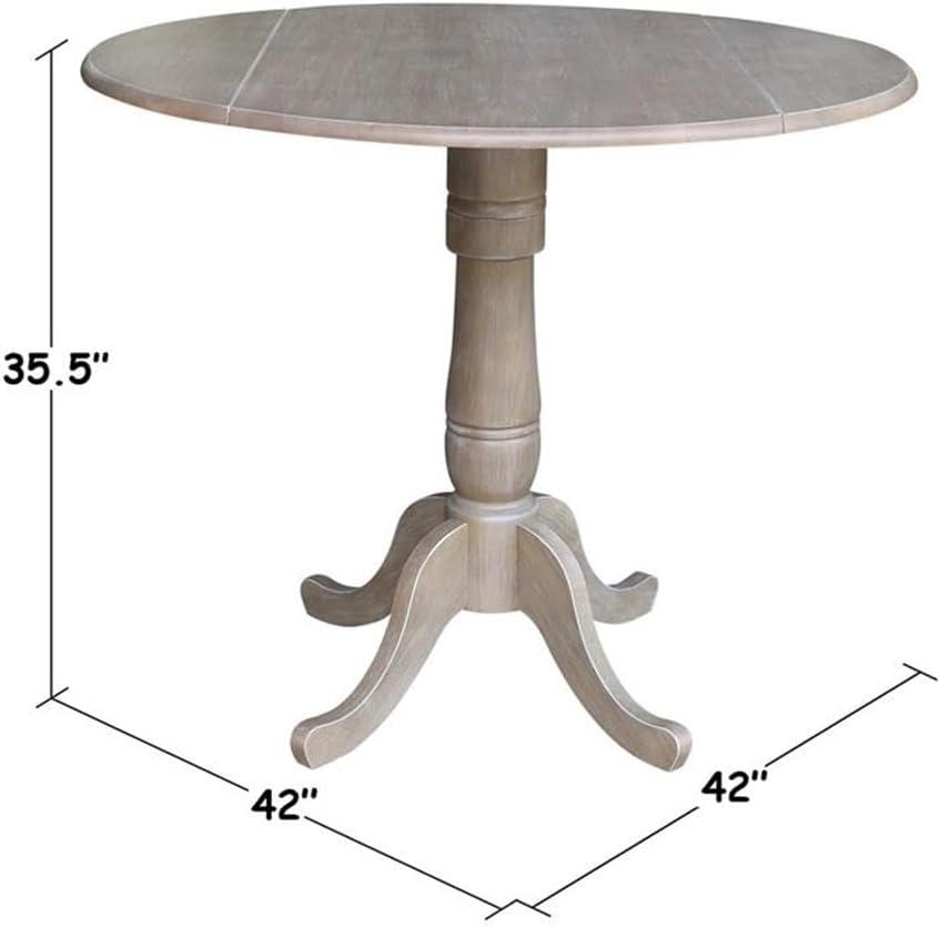 42" Round Dual Drop Leaf Pedestal Table - 35.5"H