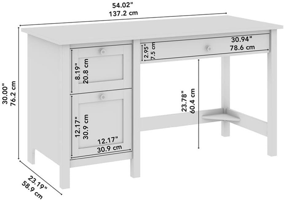 Mayfield 54W Computer Desk with Drawers in Vintage Black and Reclaimed Pine