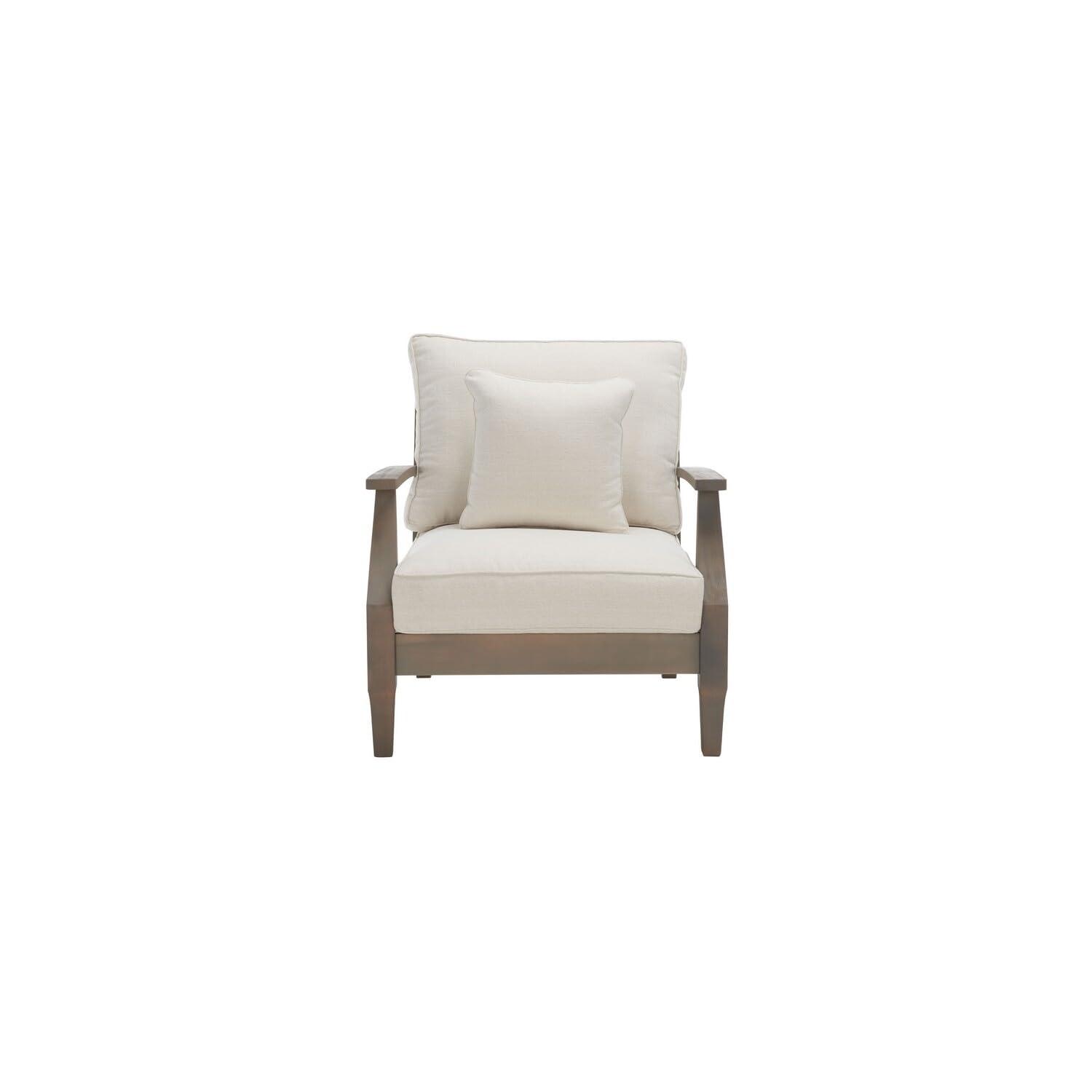 SAFAVIEH Couture Martinique Coastal Eucalyptus Wood Solid Armchair, Natural/Grey