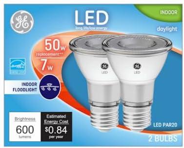 GE 93124156 LED Directional Light Bulb, R20, Daylight, Clear Bulb, 500 Lumens, 7 Watt, 2-Pk. - Quantity 1