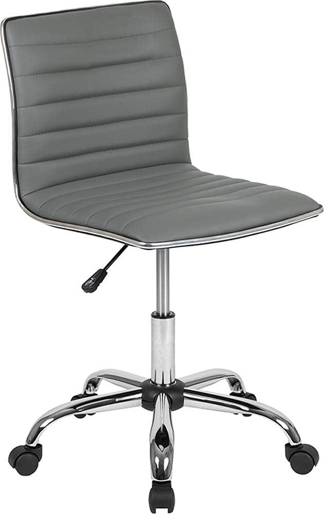 Light Gray Vinyl Armless Swivel Task Chair with Chrome Frame