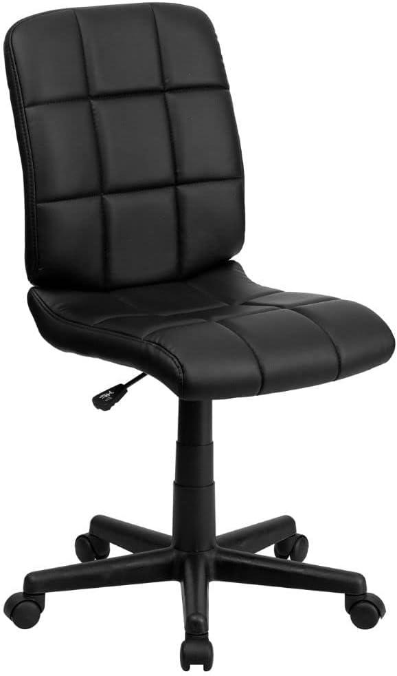 Flash Furniture Clayton Mid-Back Tufted Vinyl Upholstered Swivel Desk Chair with Padded Seat, Black