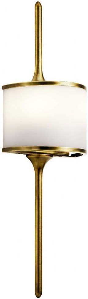 Kichler Mona 22" 2 Light Halogen Wall Sconce with Satin Etched White Diffuser in Natural Brass