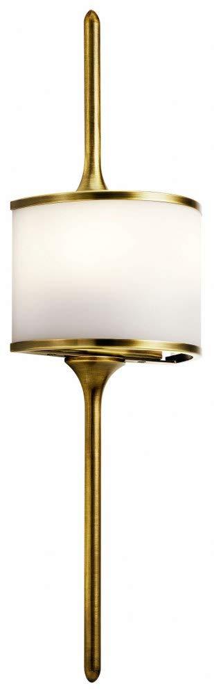 Kichler Mona 22" 2 Light Halogen Wall Sconce with Satin Etched White Diffuser in Natural Brass