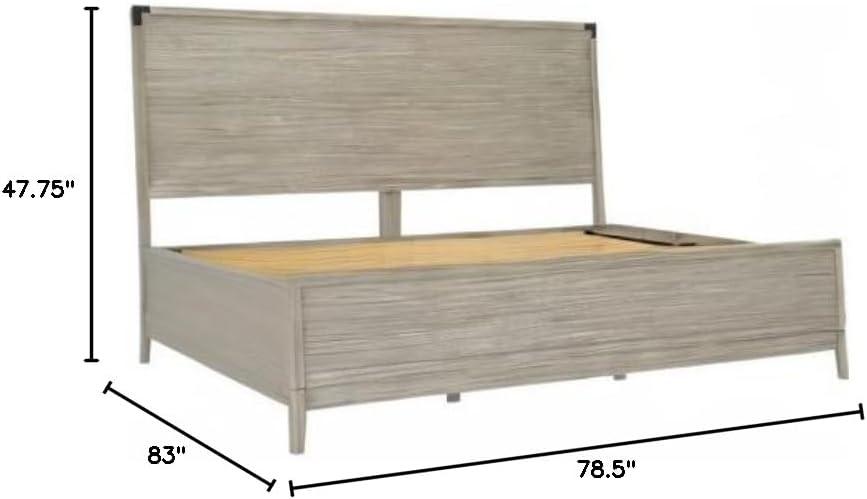 Plank+Beam Solid Wood Contemporary  King Size Platform Bed, Seashell Wirebrush