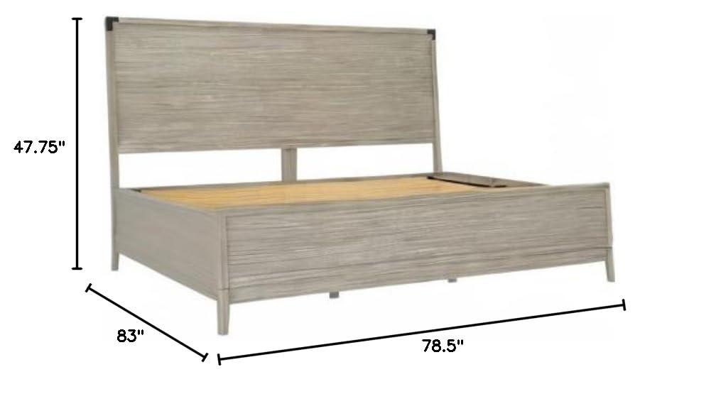 Plank+Beam Solid Wood Contemporary  King Size Platform Bed, Seashell Wirebrush