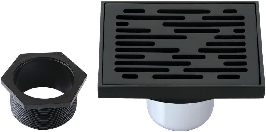 Kingston Brass Watercourse 4-Inch Square Grid Shower Drain with Hair Catcher