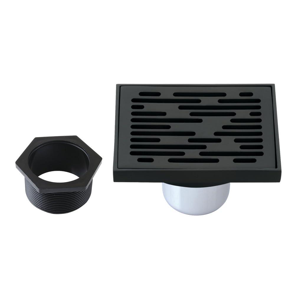 Kingston Brass Watercourse 4-Inch Square Grid Shower Drain with Hair Catcher