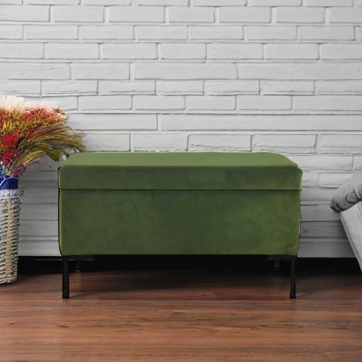 Medium Storage Bench with Metal Legs Gray Woven - HomePop
