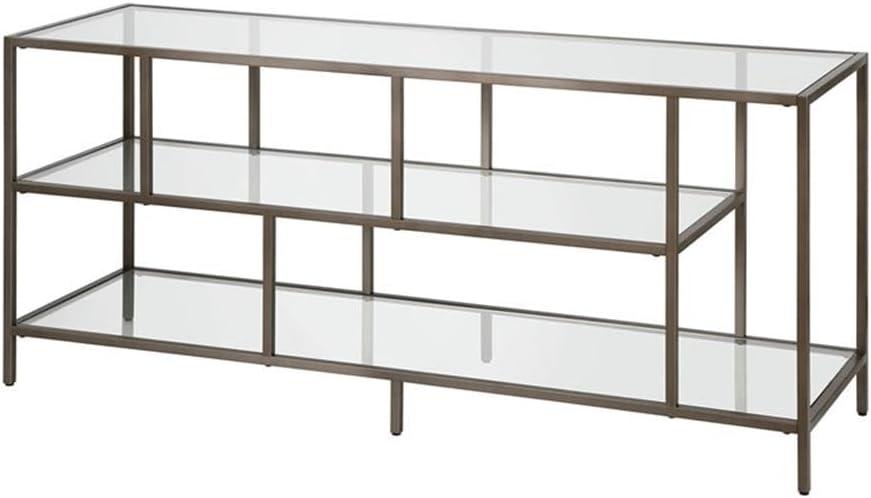 Aged Steel and Glass 55'' Clean-Lined TV Stand