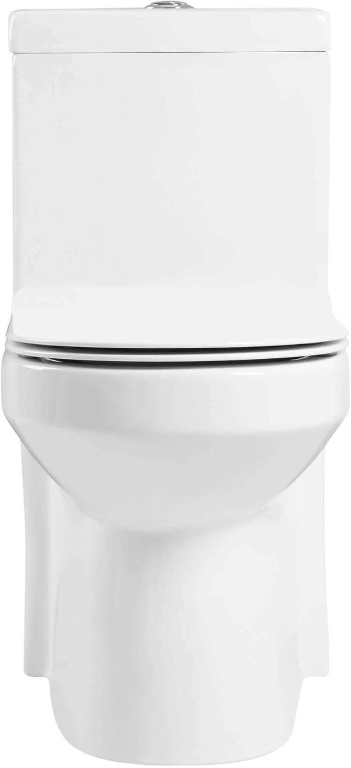 Compact White Ceramic Round One-Piece Dual Flush Toilet