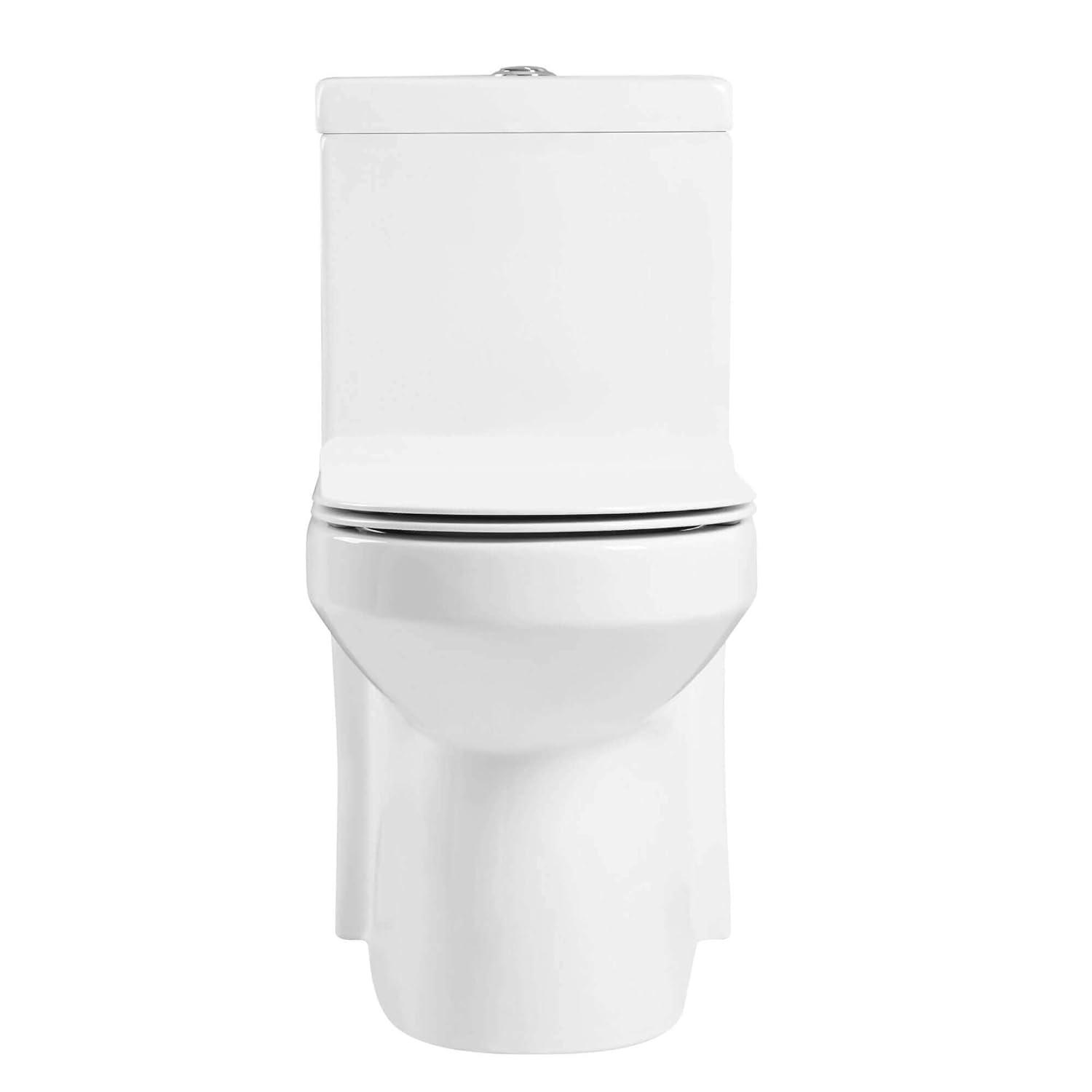 Compact White Ceramic Round One-Piece Dual Flush Toilet