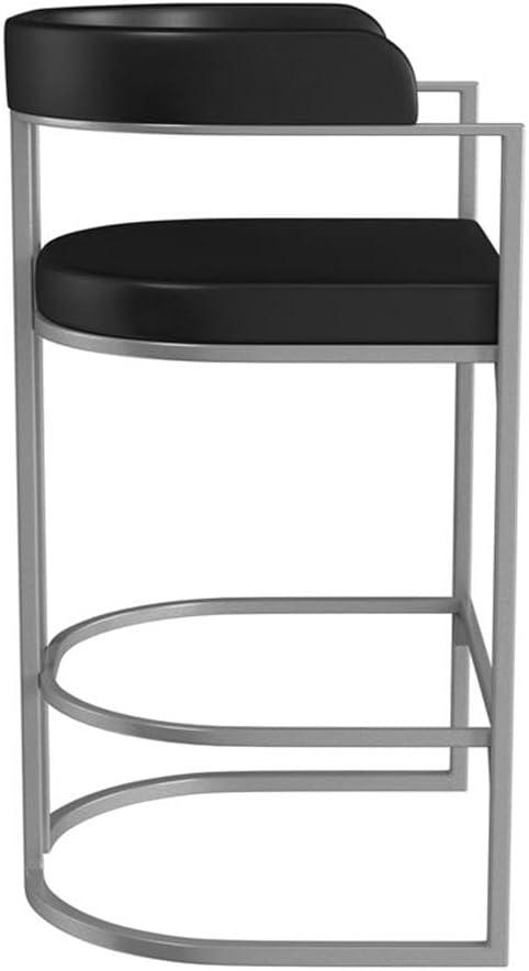 Hillsdale Furniture Cannonwood Half Moon Shape Metal Upholstered Back Counter Height Barstool Silver: Faux Leather, Fixed Height 26"