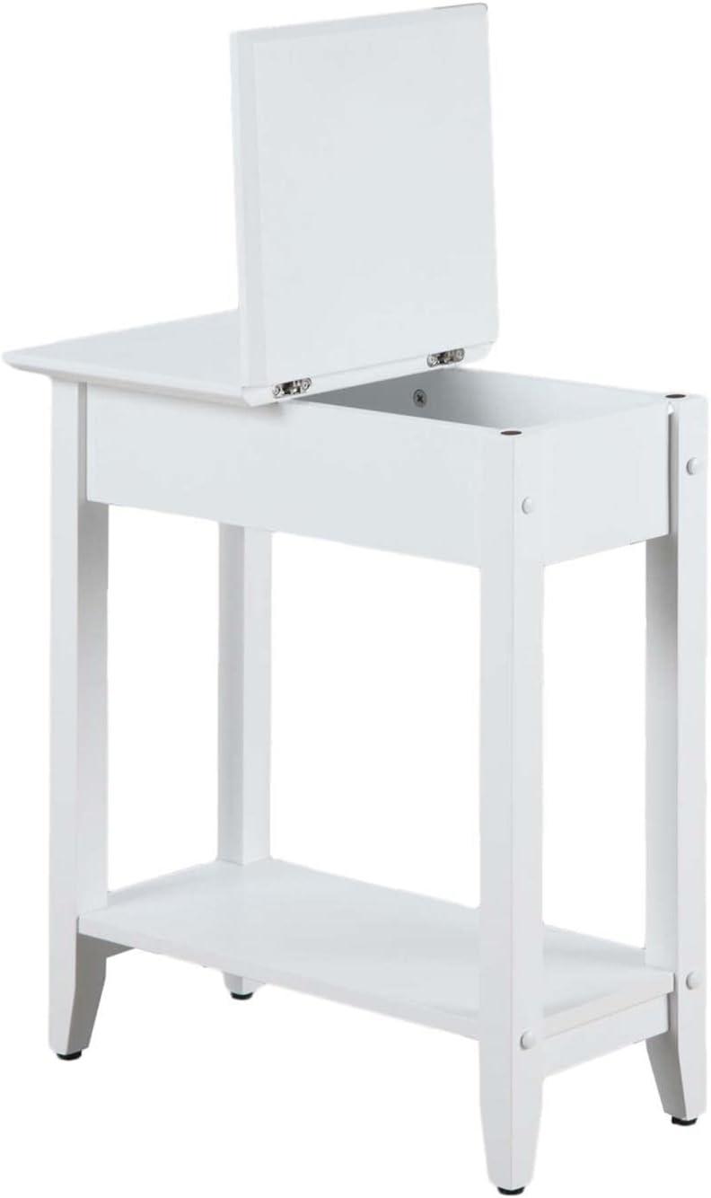 Convenience Concepts American Heritage Flip Top End Table with Shelf, White