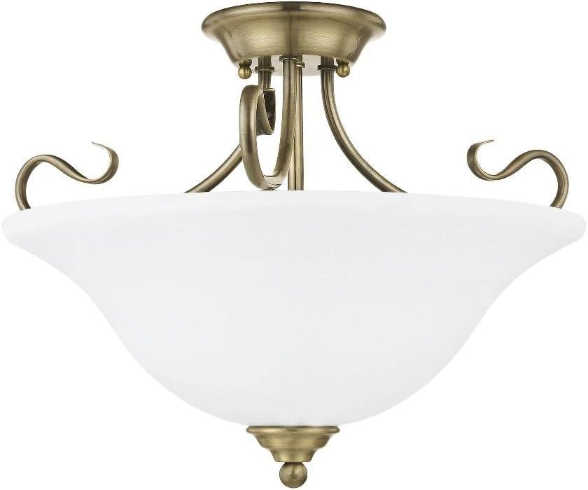 Livex Lighting Coronado 3 - Light Semi-Flush Mount in  Antique Brass