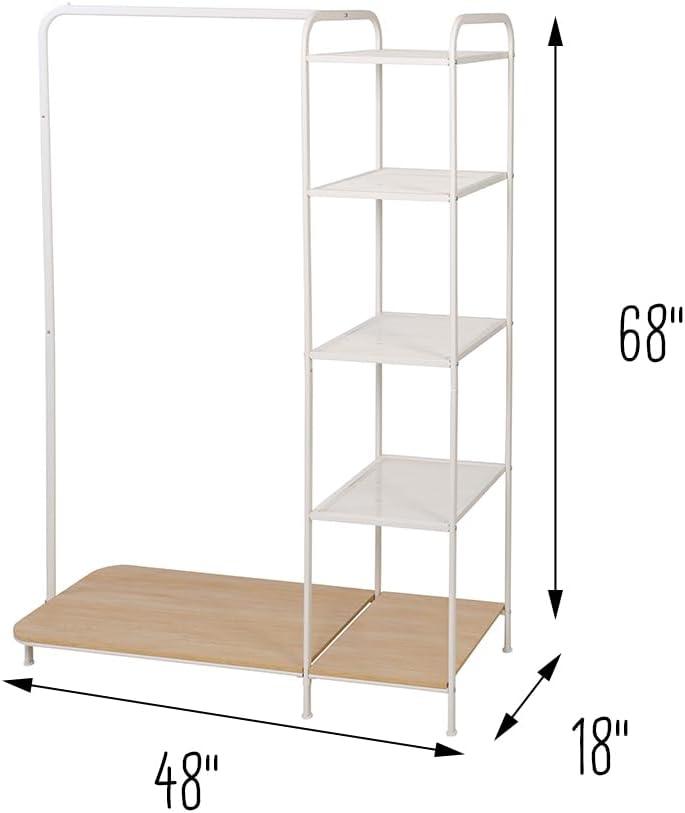 Honey-Can-Do Steel and MDF Clothing Rack with 4 Shelves, White/Ash