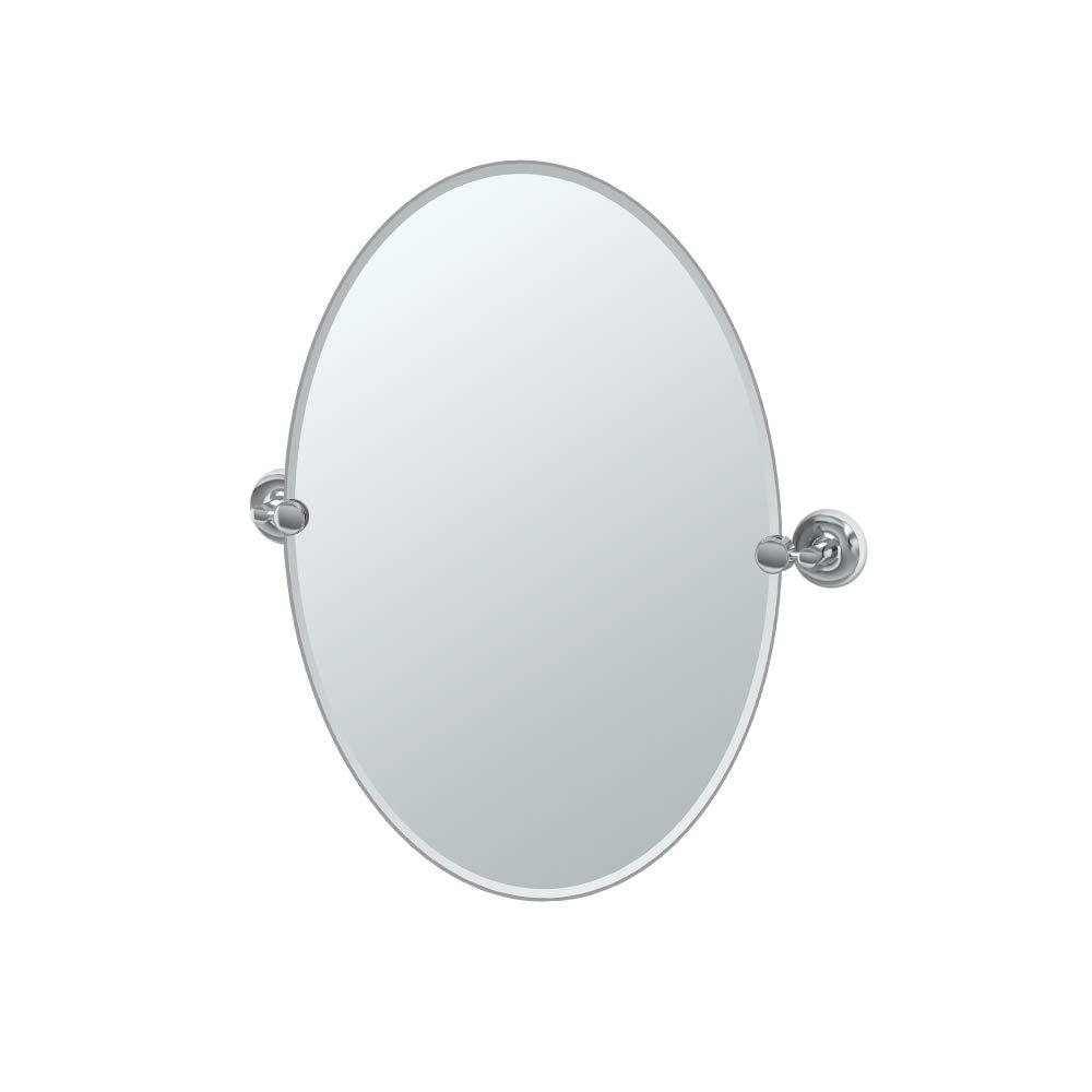 Designer II Frameless Wall Mounted Oval Bathroom Vanity Mirror | Pivoting and Beveled Wall Mirror
