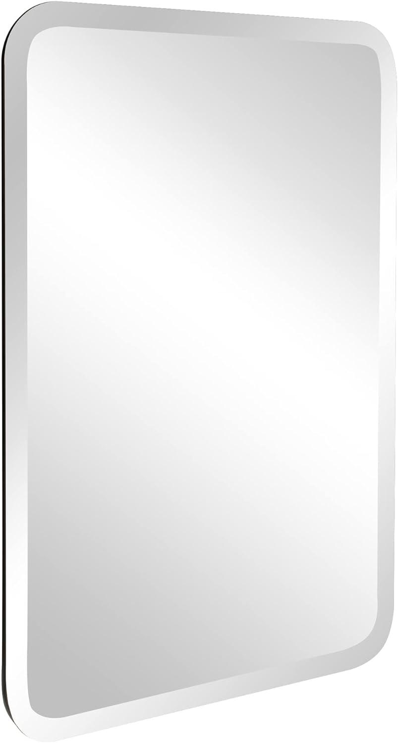 Sleek Frameless Beveled Edge Rectangular Wall Mirror, 24x32 Inch