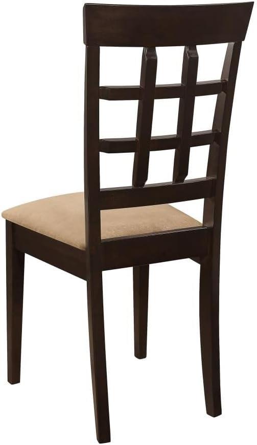 Beige Microfiber Upholstered Side Chair with Cross Back