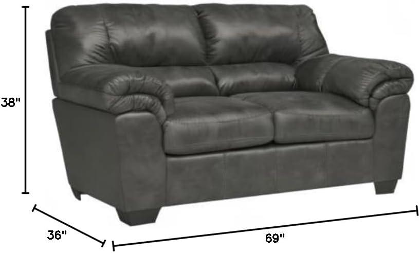 Ashley Furniture Bladen Faux Leather & Wood Loveseat in Gray