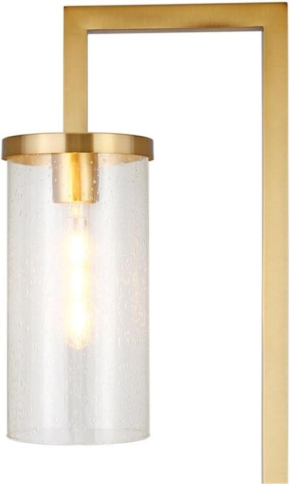 Evelyn&Zoe Modern Metal Floor Lamp with Seeded Glass Shade