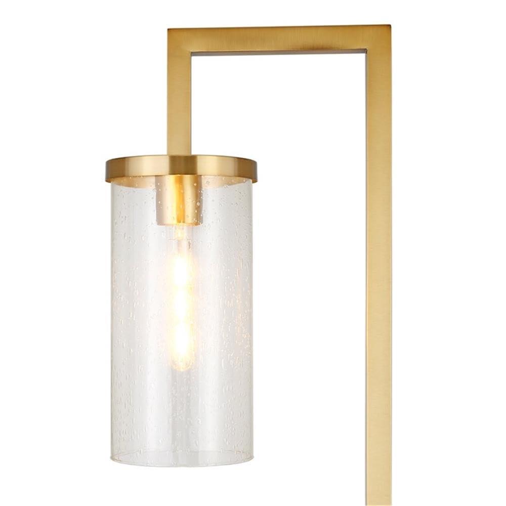 Evelyn&Zoe Modern Metal Floor Lamp with Seeded Glass Shade
