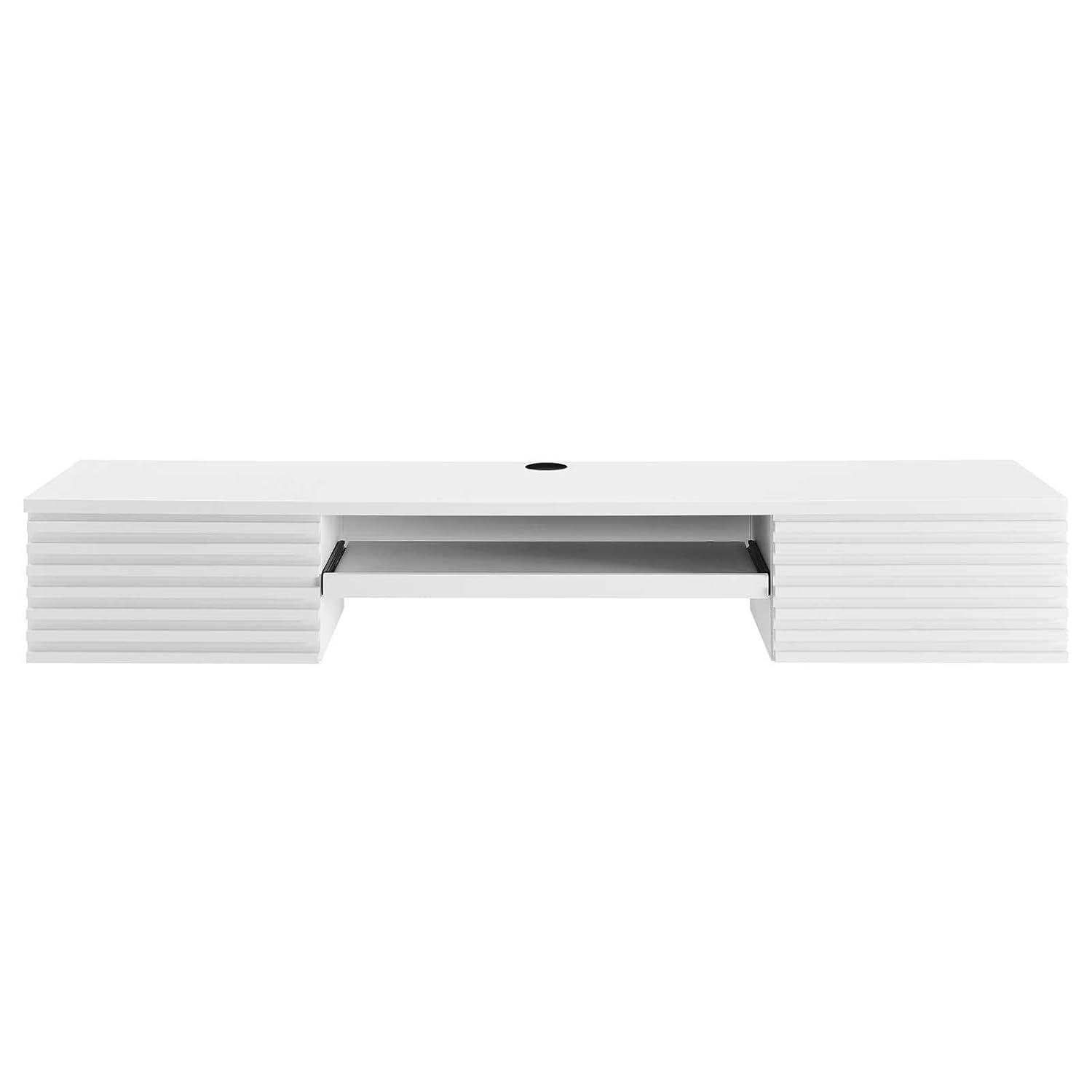Modway Render Wall Mount Wood Office Desk in White