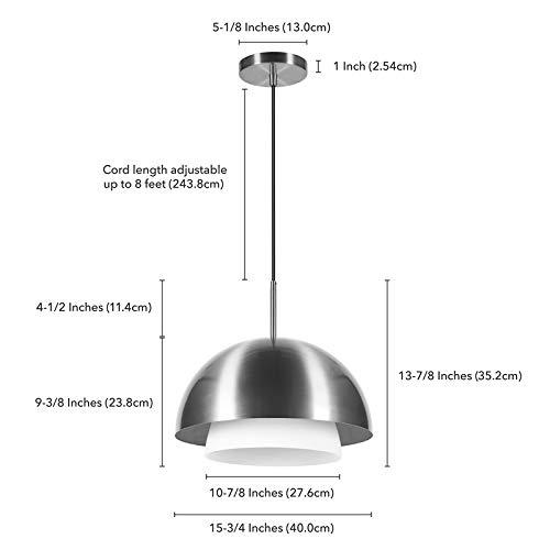 Evelyn&Zoe 15" Brushed Nickel Metal/Glass Pendant