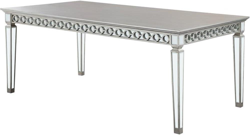 Varian Dining Table Mirrored/Antique Platinum - Acme Furniture