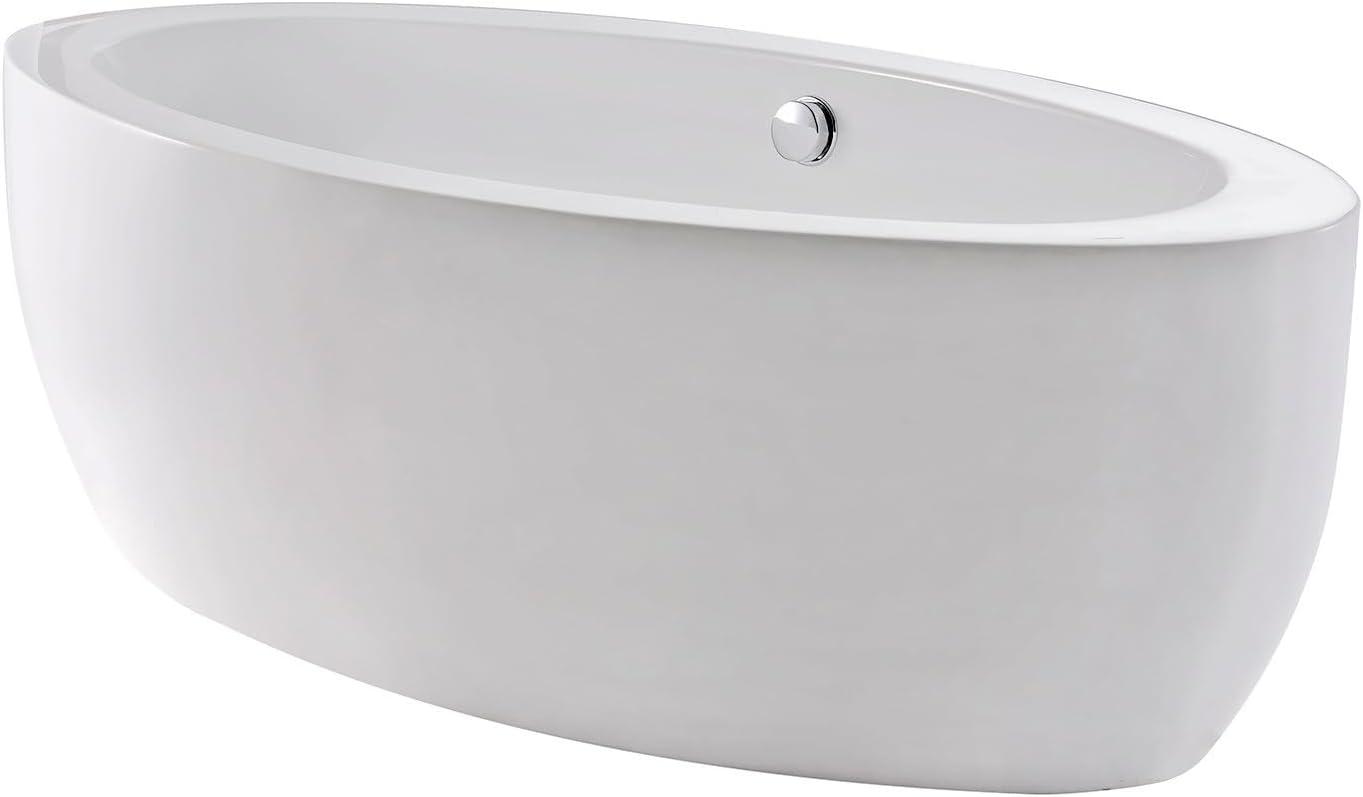 Kingston Brass Aqua Eden 72-Inch Acrylic Oval Double Ended Freestanding Tub with Drain