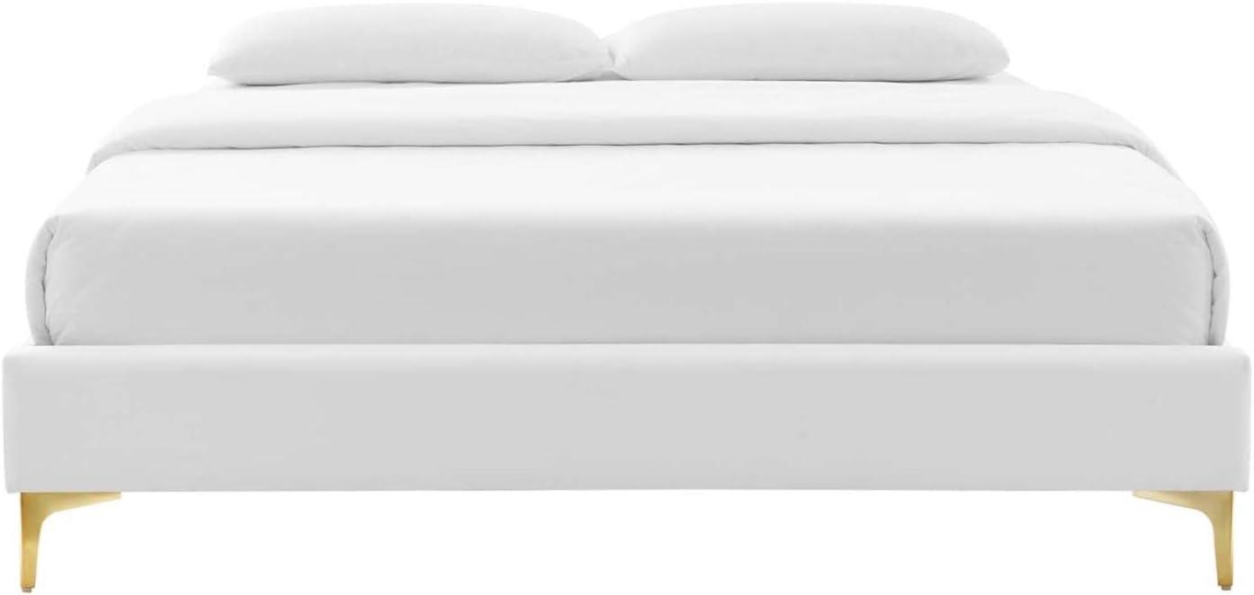 Modway Sutton Queen Performance Velvet Bed Frame in White