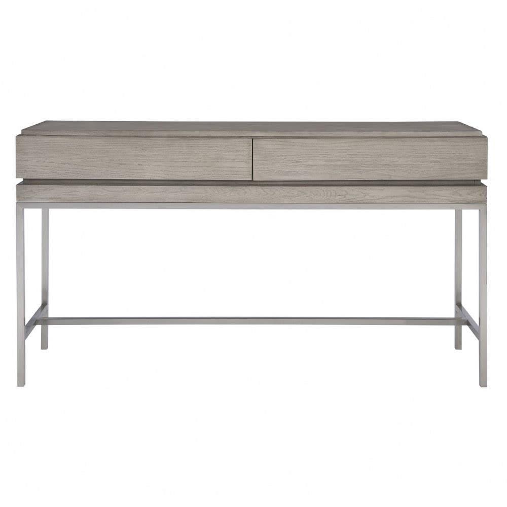 Uttermost Kamala Oak MDF and Stainless Steel Console Table in Mushroom Gray