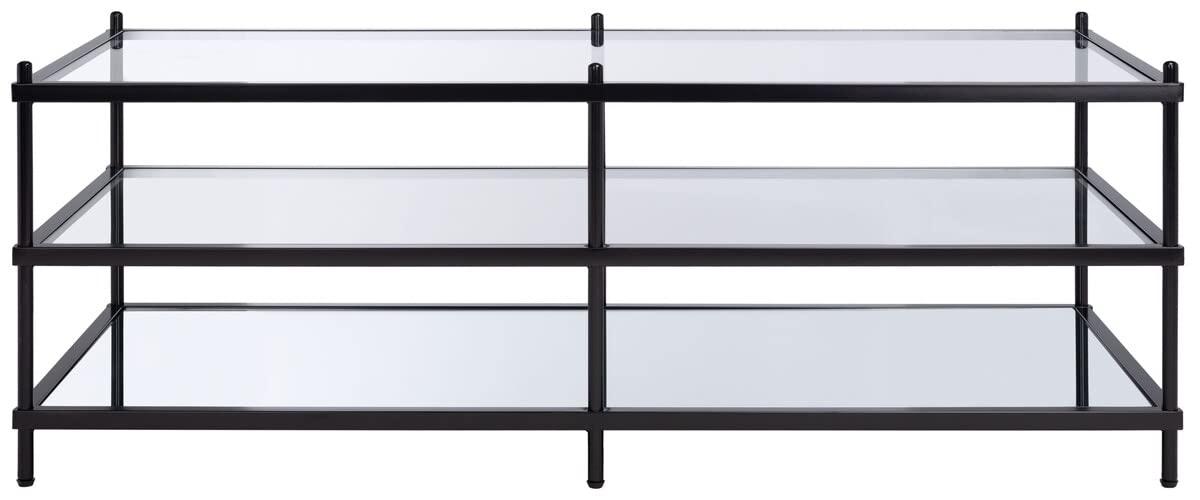 Cathal Glass And Mirror Coffee Table - Black/Glass - Safavieh