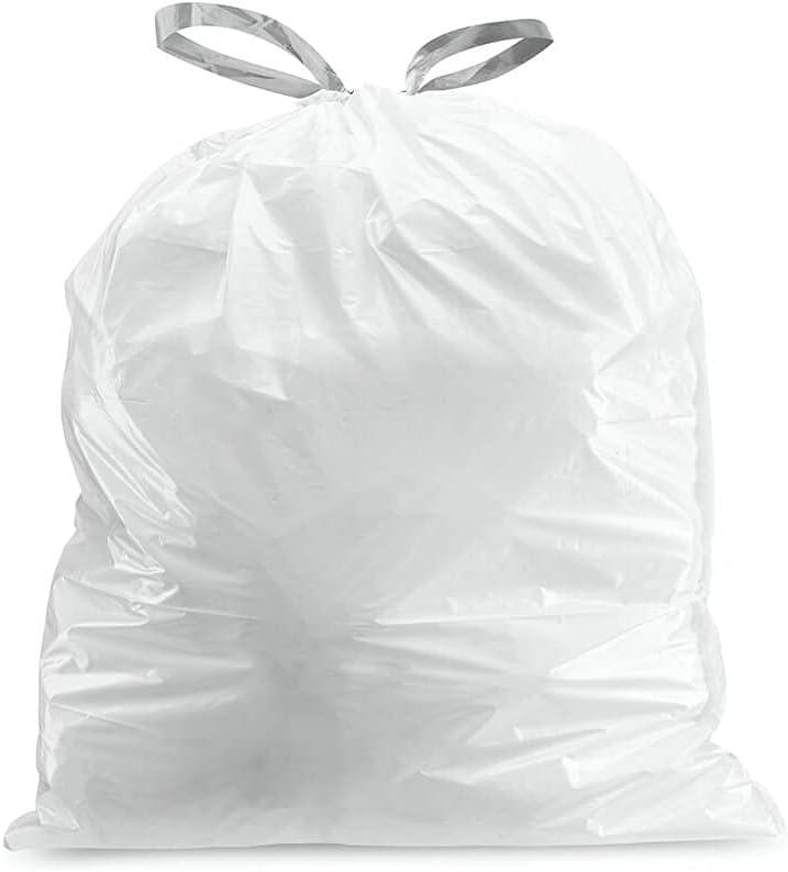 Plasticplace White Trash Bags Compatible with simplehuman Code E (100 Count) 5.2 Gallon / 20 Liter 18.75" x 20