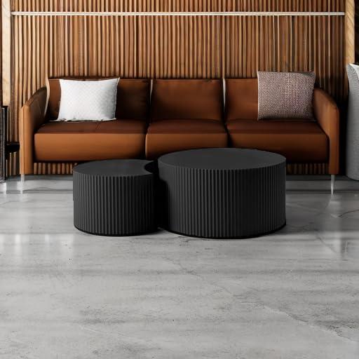 Williamspace Nesting Coffee Table Set, Modern Luxury, 2 Pieces, Black