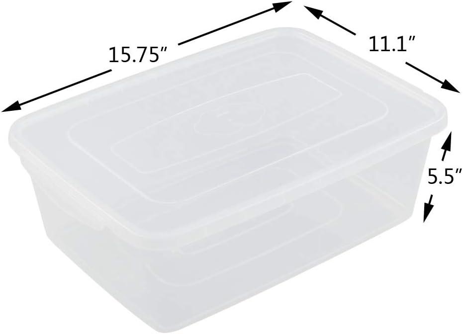 Zopnny 2-Pack Plastic Containers Box with Latching Lid, Stackable Nestable Storage Bins, Clear Pizza Dough Proofing Box, 16 Quart