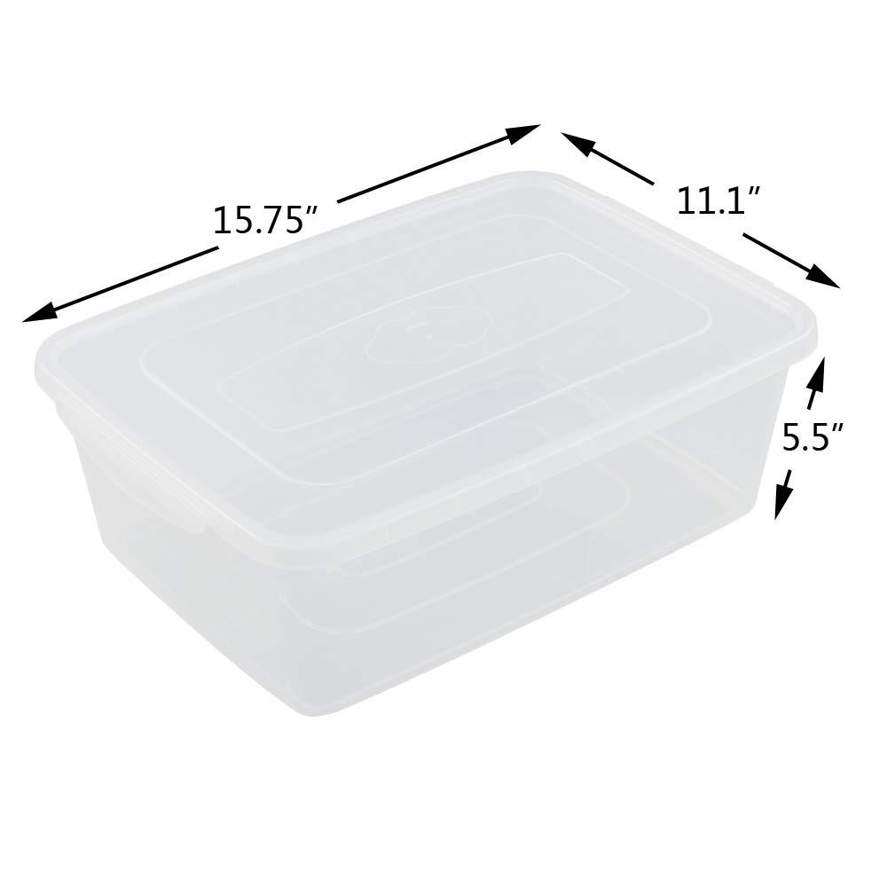 Zopnny 2-Pack Plastic Containers Box with Latching Lid, Stackable Nestable Storage Bins, Clear Pizza Dough Proofing Box, 16 Quart