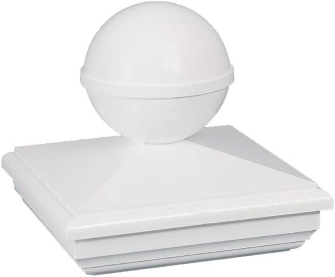 White PVC New England Ball Post Cap, 4" x 4"