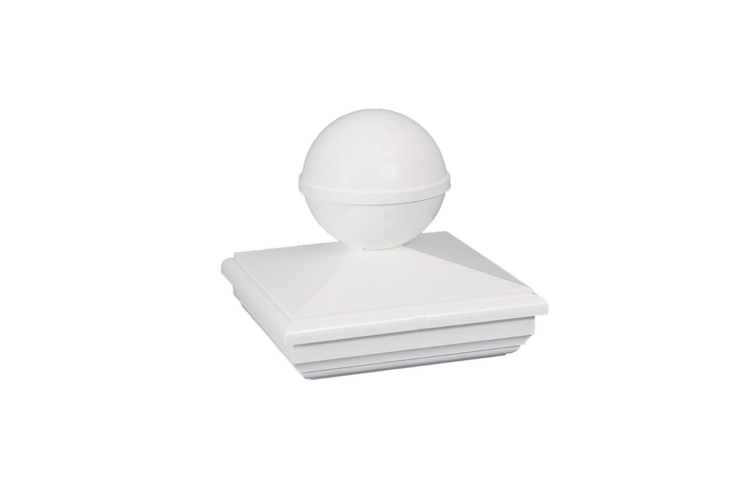 White PVC New England Ball Post Cap, 4" x 4"
